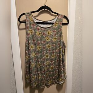 Maurices Floral Sleeveless Top - Green and Yellow 1X